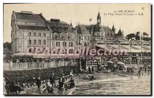 Cartes postales Arcachon La Plage Devant Le Casino