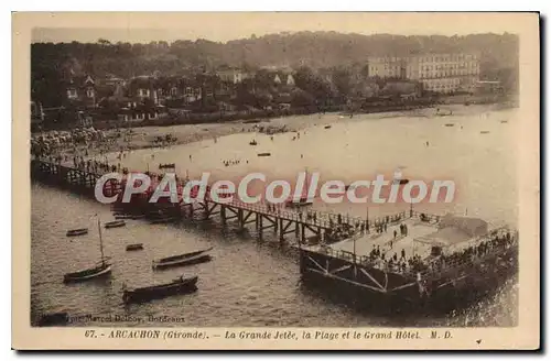 Cartes postales Arcachon La Grande Jetee La Plage Et Le Grand