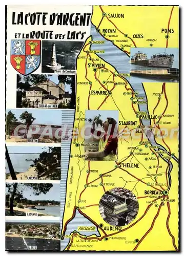 Moderne Karte la cote d'argent et la route des lacs Hourtin Carcans Lacanau