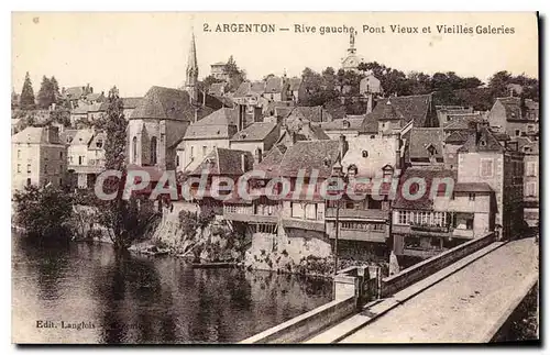 Cartes postales Argenton Rive Gauche Pont Vieux Et Vieilles Galeries