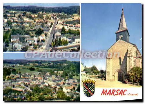Cartes postales moderne Marsac Vues Generales L'Eglise Avenue Du Limousin Et La Gare
