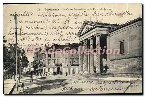 Cartes postales Perigueux Le Cours Montaigne Et Le Palais De Justice