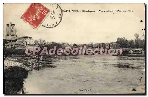 Cartes postales Saint Astier Vue Generale Et Pont Sur I'Isle