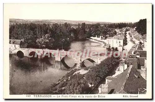 Ansichtskarte AK Terrasson Le Pont Vieux Et La Route De Brive