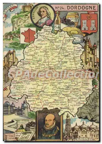Moderne Karte Bergerac Vue Generale