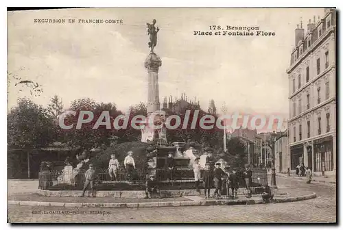 Ansichtskarte AK Besancon Place Et Fontaine Flore