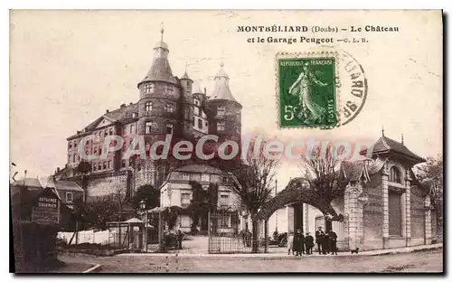 Cartes postales Montbeliard Le Chateau Et Le Garage Peugeot