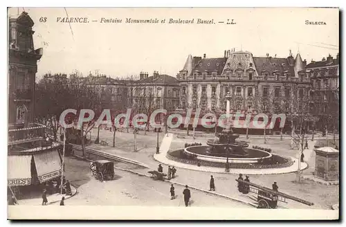 Cartes postales Valence Fontaine Monumentale Et Boulevard Bancel