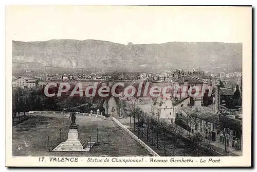 Cartes postales Valence Statue Championnel Avenue Gambetta