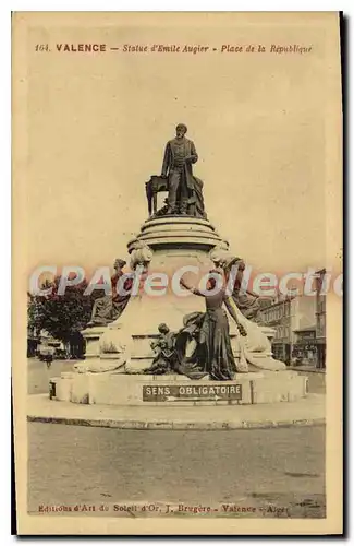 Cartes postales Valence Statue D'Emile Augier Place Et La Republique