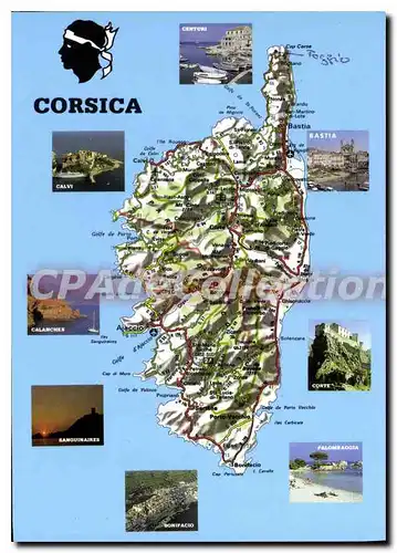 Cartes postales moderne Souvenir De Corse Extrait De La Carte