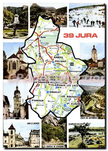 Moderne Karte Jura Poligny Les Rousses Orgelet St Amour Lacets de Septmoncel