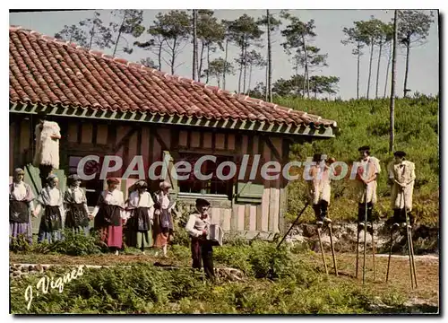 Moderne Karte Visage des Landes Avec le Groupe Folklorique Lous Becuts de Countis