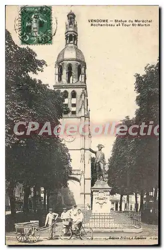 Cartes postales Vendome Statue du Marechal Rochambeau et tour St Martin