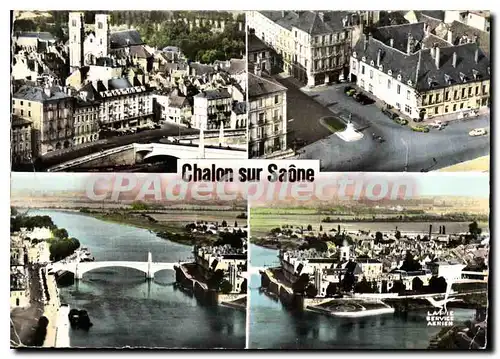 Cartes postales moderne En Avion Au Dessus De Chalon sur Saone La Cathearale St Vincent La Place Port Villiers Le Pont