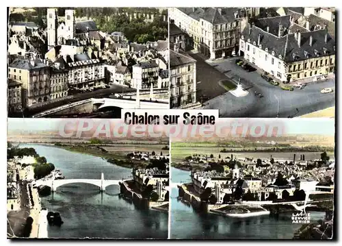 Moderne Karte En Avion Au Dessus De Chalon sur Saone La Cathearale St Vincent La Place Port Villiers Le Pont