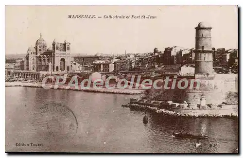 Cartes postales Marseille Cathedrale et Fort St Jean