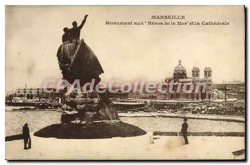 Ansichtskarte AK Marseille Monument aux Heros de la Mes et la Cathedrale