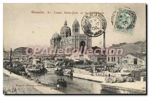 Cartes postales Marseille Canal Saint Jean et le Cathedrale