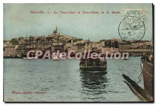 Cartes postales Marseille Le Vieux Port et Notre Dame de la Garde