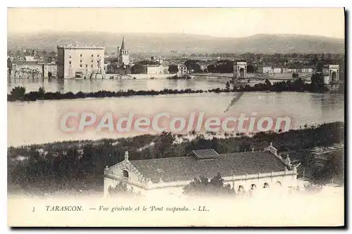 Cartes postales Tarascon Vue Generale et le Pont Suspendu