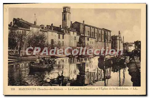 Cartes postales Martigues Bouches du Rhone Le Canal St Sebastian et l'Eglise de la Madeleine