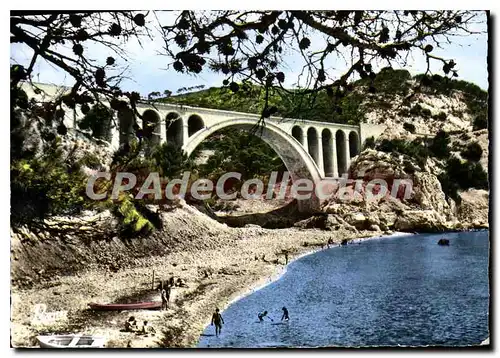 Moderne Karte La Cote Bleue Carry Le Rouet Bouches du Rhone Viaduc et Plage des Eaux Salees