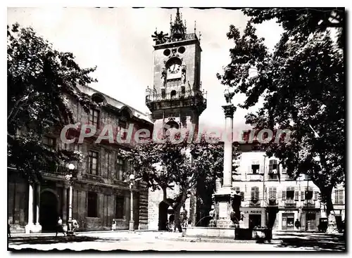 Cartes postales moderne La Cite du Roy Rene Aix en Provence Place de la Malrie La Fontaine XVIII et le Beffroi XVI s