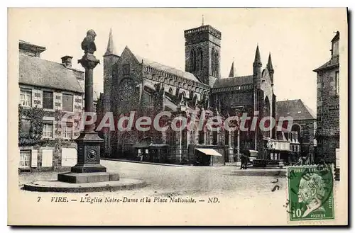 Cartes postales Vire L'Eglise Notre Dame et la Place Nationale