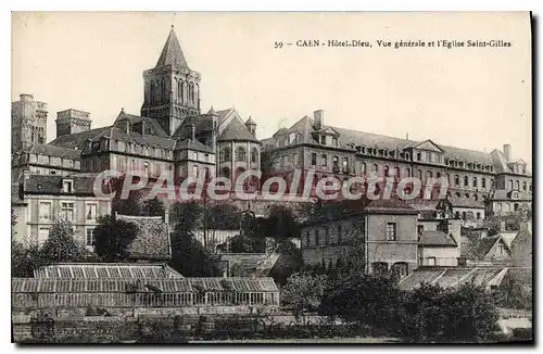 Ansichtskarte AK Caen Hotel Dieu Vue generale et l'Eglise et l'Eglise Saint Gilles