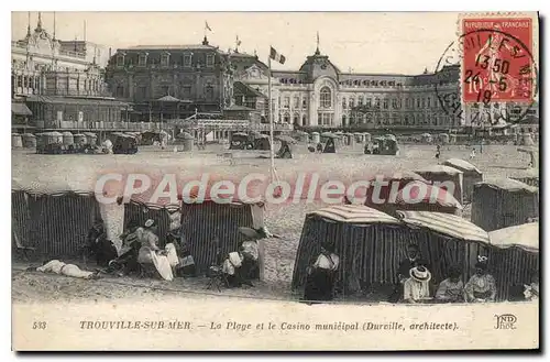 Cartes postales Trouville sur Mer L aPlage et le Casino municipal Durville architecte