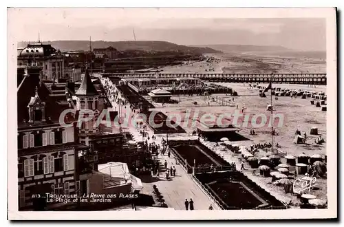 Ansichtskarte AK Trouville La Reine des Plages La Plage et les Jardins