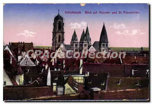 Ansichtskarte AK Schlettstadt Blick auf Munster und St Fideskirche