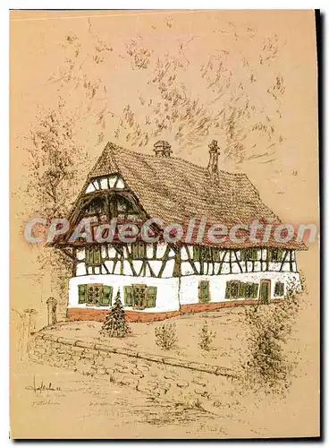 Cartes postales moderne Ferme Alsacienne de Ptettisheim dans le Kochersberg Bas Rhin illustration Joel Roche