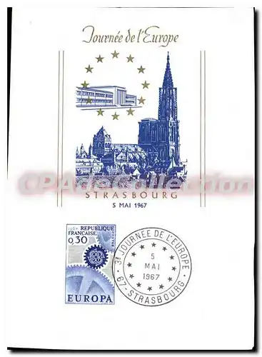 Cartes postales moderne Journee de l'Europe Strasbourg 5 mai 1967 timbre europa