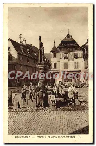 Ansichtskarte AK Kayserberg Fontaine et Croix Commemorative