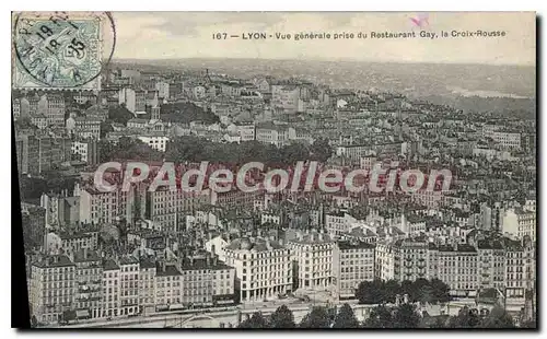 Cartes postales Lyon Vue generale prise du Restaurant Gay la Croix Rousse