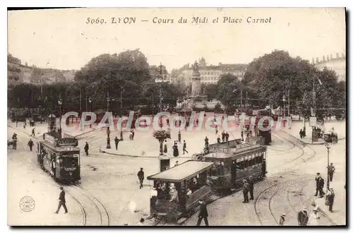 Cartes postales Lyon Cours du Midi el Place Carnot tramway