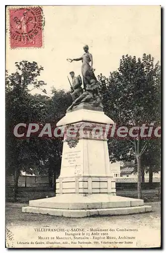 Cartes postales Villefranche Saone Monument des Combattants