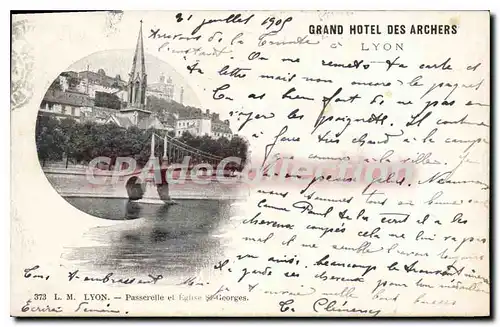 Cartes postales Lyon Passerelle et Eglise St Georges