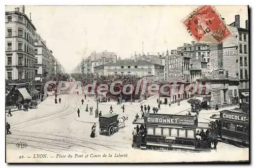 Cartes postales Lyon Place du Pont et Cours de la Liberte