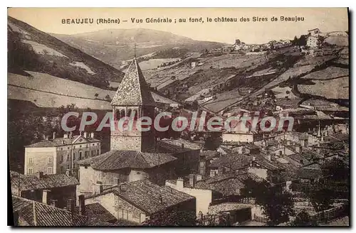 Cartes postales Bueaujeu Rhone Vue Generale au fond le chateau des Sires de Beaujeu