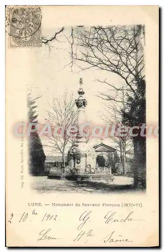Cartes postales Lure Monument du Souvenir Francais 1870 71