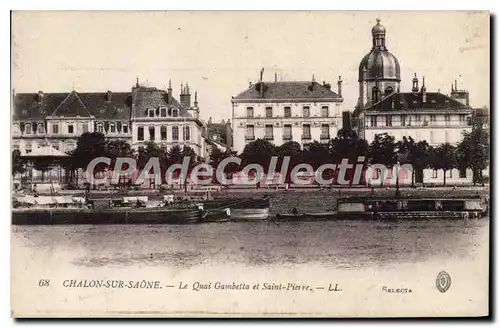 Cartes postales Chalon sur Saone Le Quai Gambetta et Saint Pierre