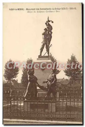Ansichtskarte AK Paray le Monial Monument des Combattants Le Retour 1870 71 1914 18