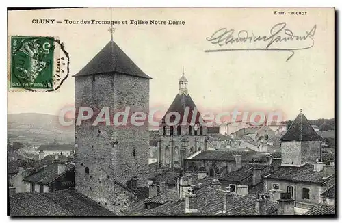 Cartes postales Cluny Tour des Fromages et Eglise Notre Dame