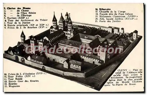 Ansichtskarte AK Cluny Plan en relief de l'Abbaye telle qu'elle etait avant la Revolution