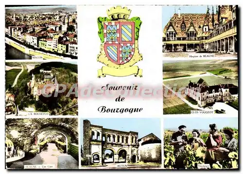 Moderne Karte Souvenir de Bourgogne