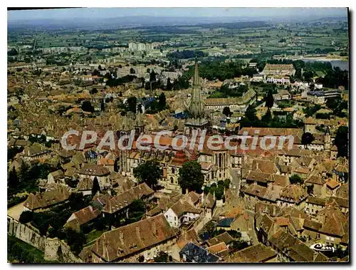 Moderne Karte Autun Vue generale aerienne