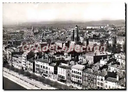 Moderne Karte Macon S et L Vue aerienne sur le quartier Nord le Vieux St Vincent et la Prefecture Au fond Cit